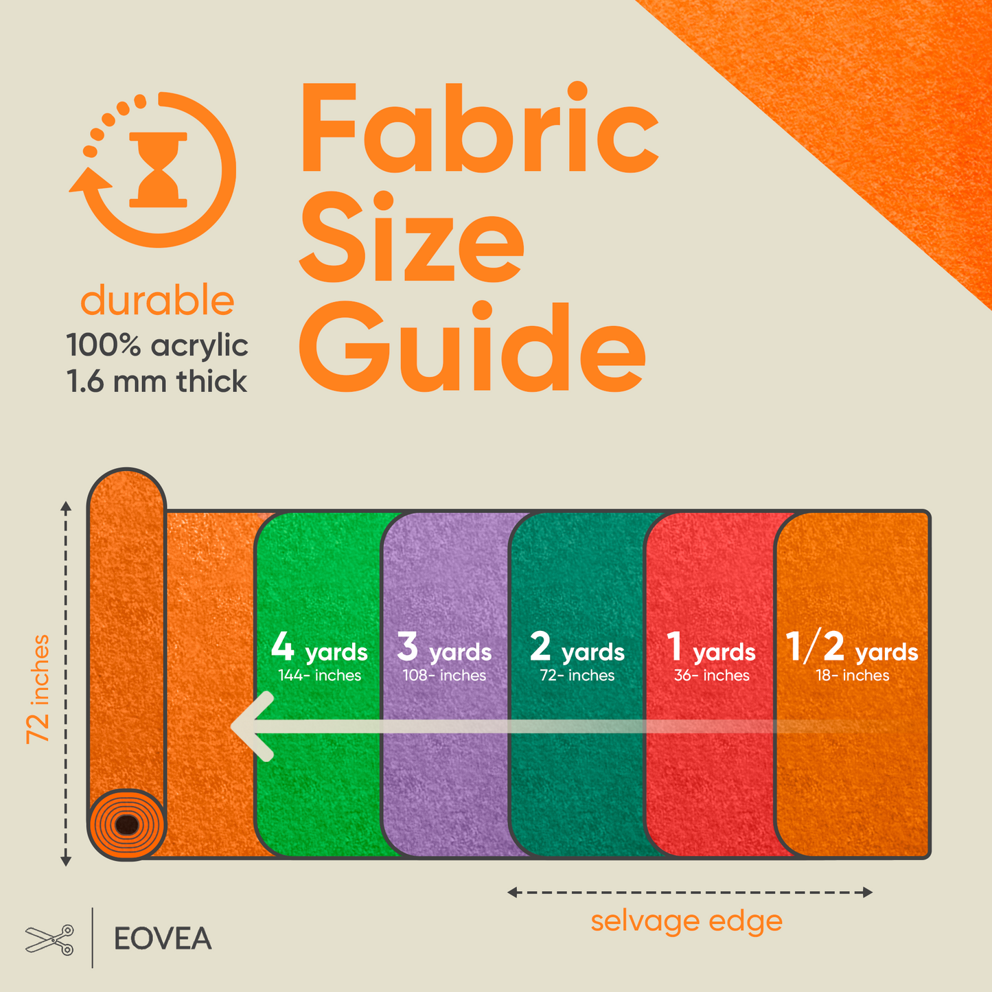 EOVEA | Acrylic Felt Fabric | Orange