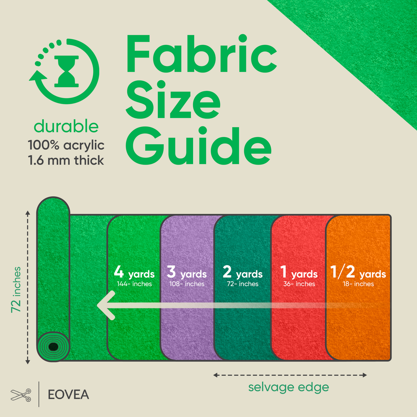 EOVEA | Acrylic Felt Fabric | Lime Green