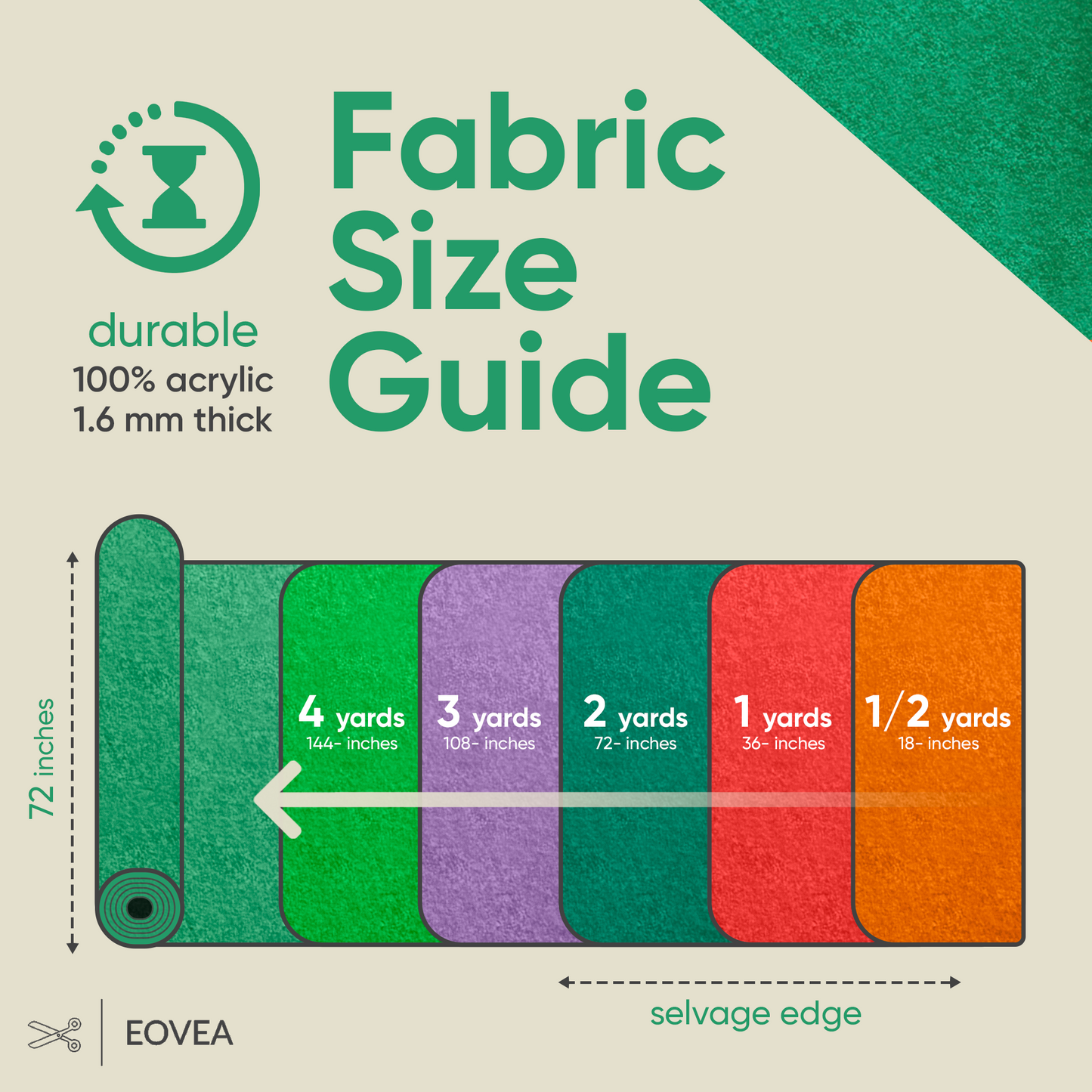 EOVEA | Acrylic Felt Fabric | Kelly Green