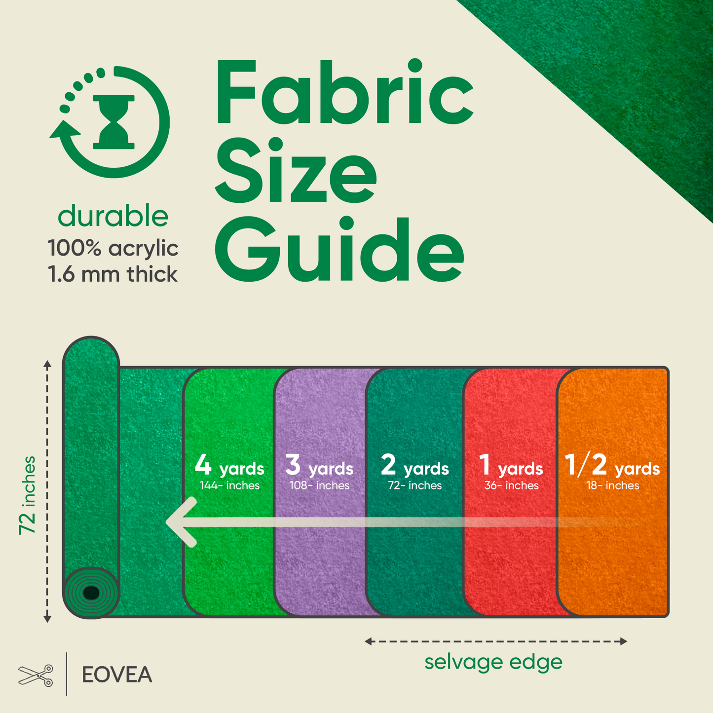 EOVEA | Acrylic Felt Fabric | Hunter Green