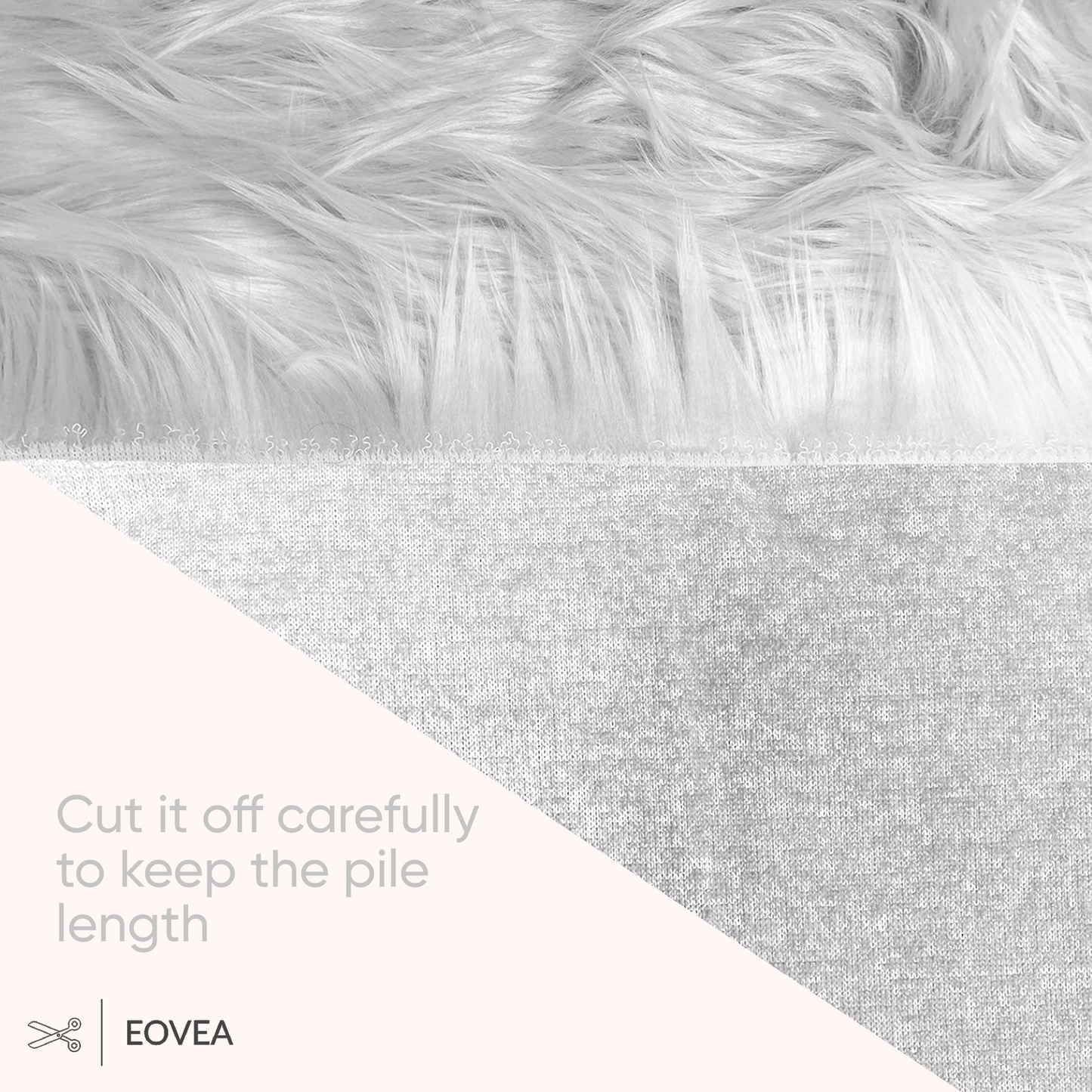 EVOEA Shaggy Faux Fur Fabric | White