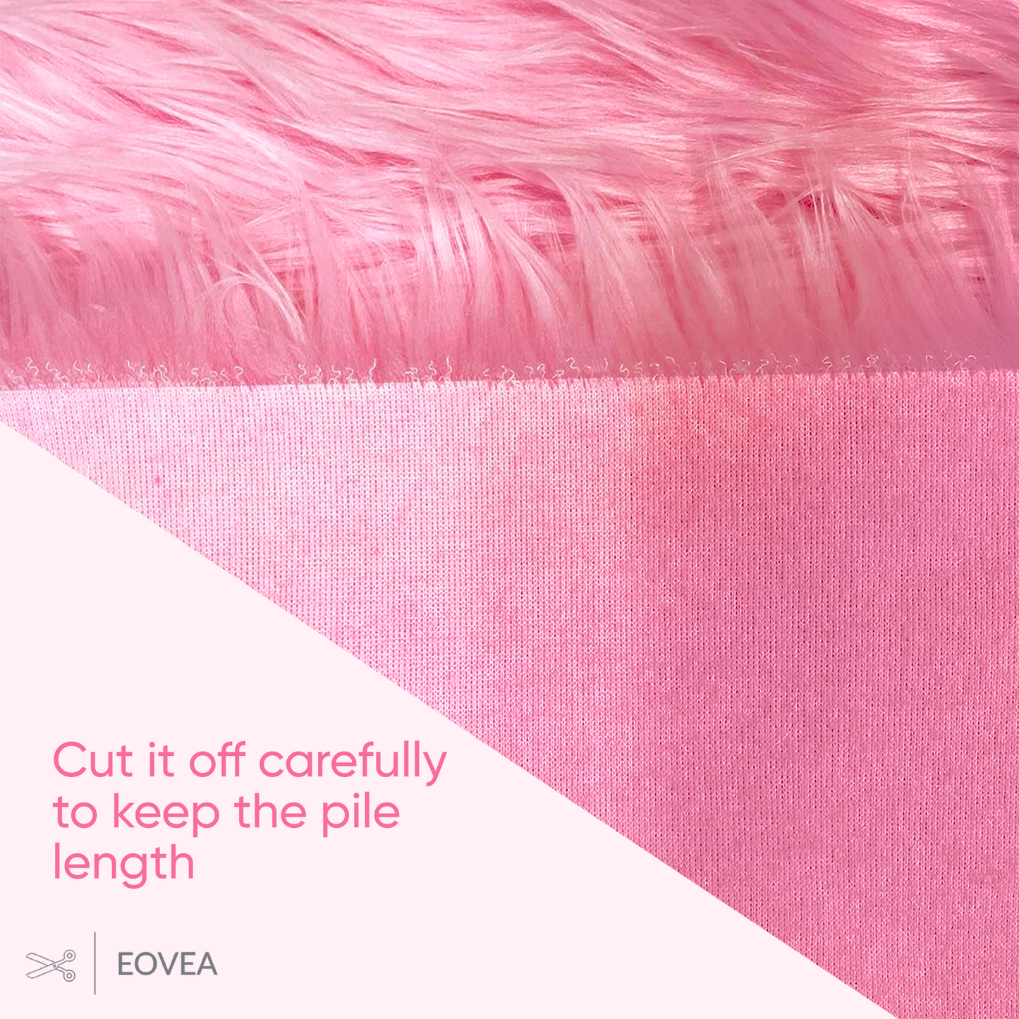 EOVEA Shaggy Faux Fur Fabric | Baby Pink