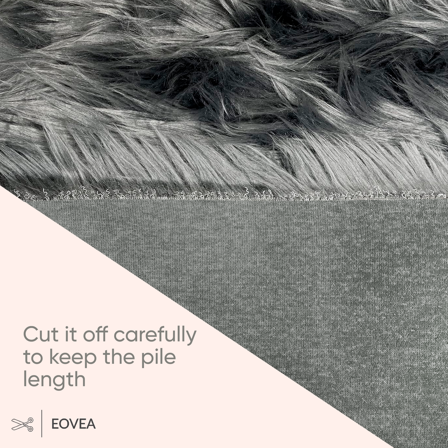 EOVEA Shaggy Faux Fur Fabric | Dark Grey