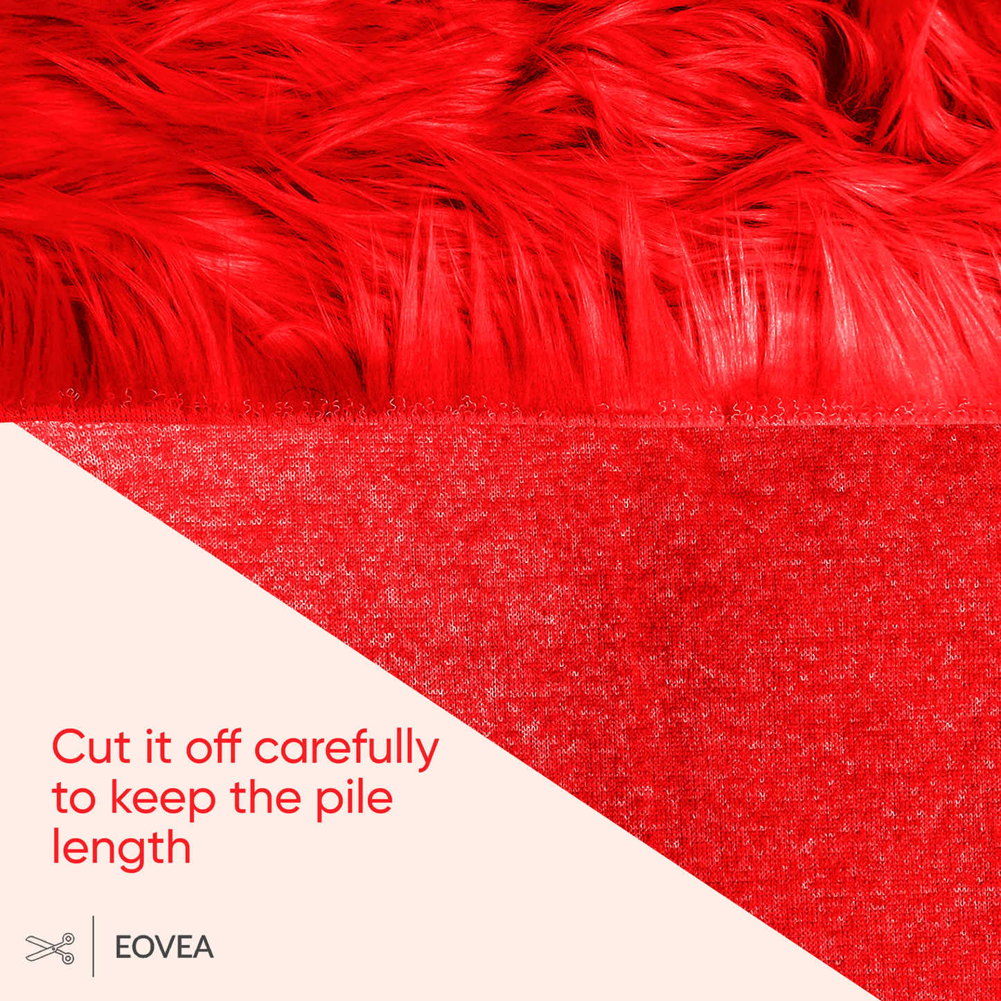 EOVEA Shaggy Faux Fur Fabric | Red