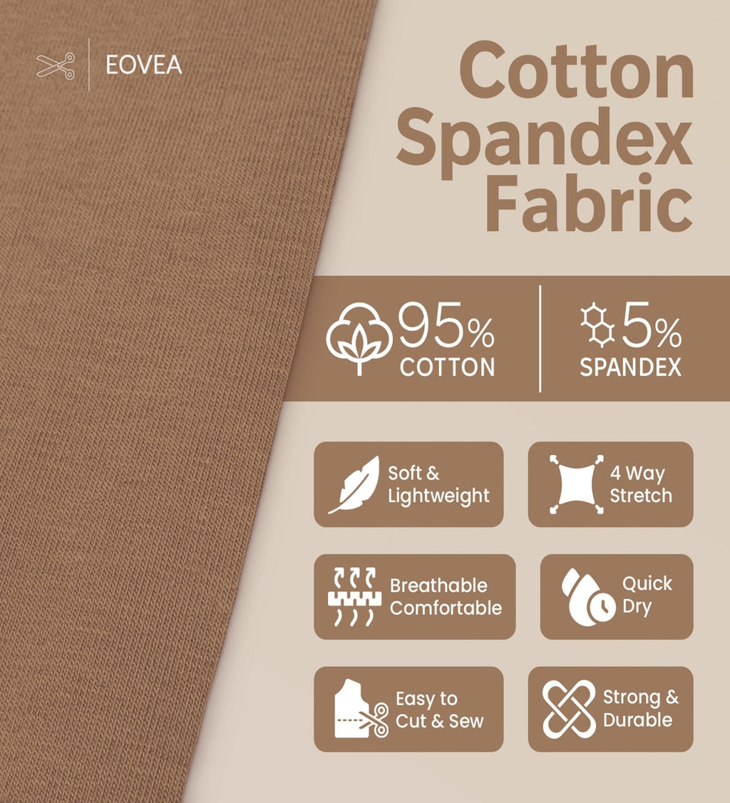Cotton Spandex Fabric | Spandex & Cotton T-Shirt Fabric 10 oz | Dk Mocha - EOVEA