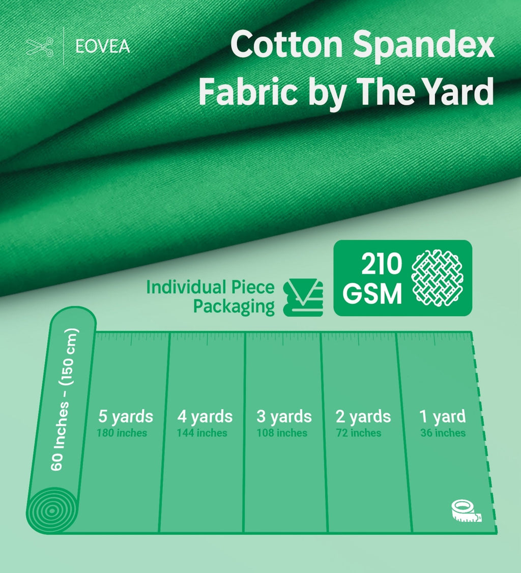 Cotton Spandex Fabric | Spandex & Cotton T-Shirt Fabric 10 oz | Kelly Green - EOVEA