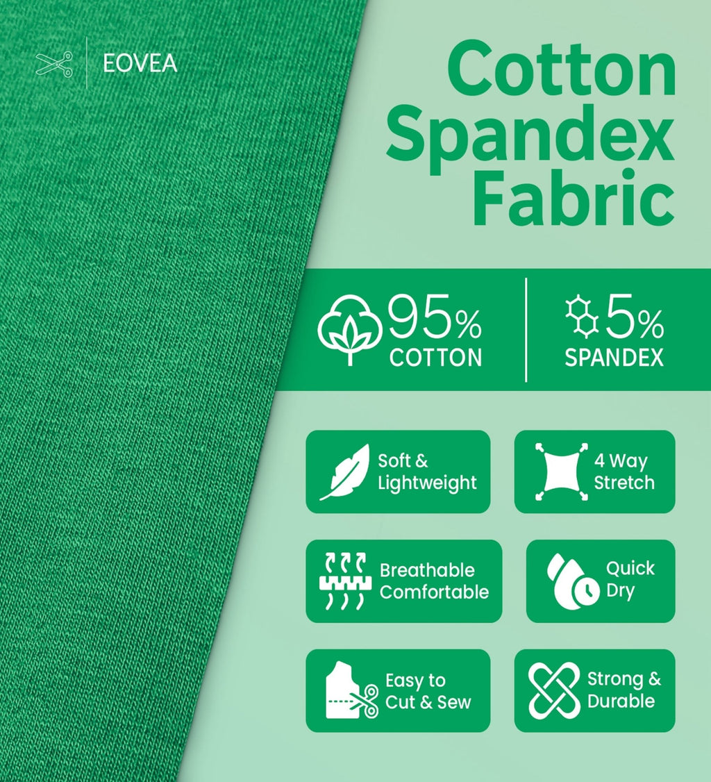 Cotton Spandex Fabric | Spandex & Cotton T-Shirt Fabric 10 oz | Kelly Green - EOVEA