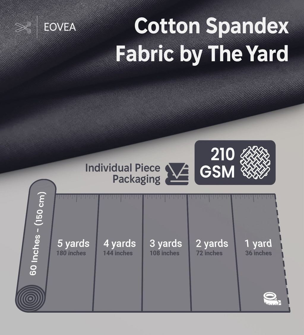 Cotton Spandex Fabric | Spandex & Cotton T-Shirt Fabric 10 oz | Navy Blue - EOVEA