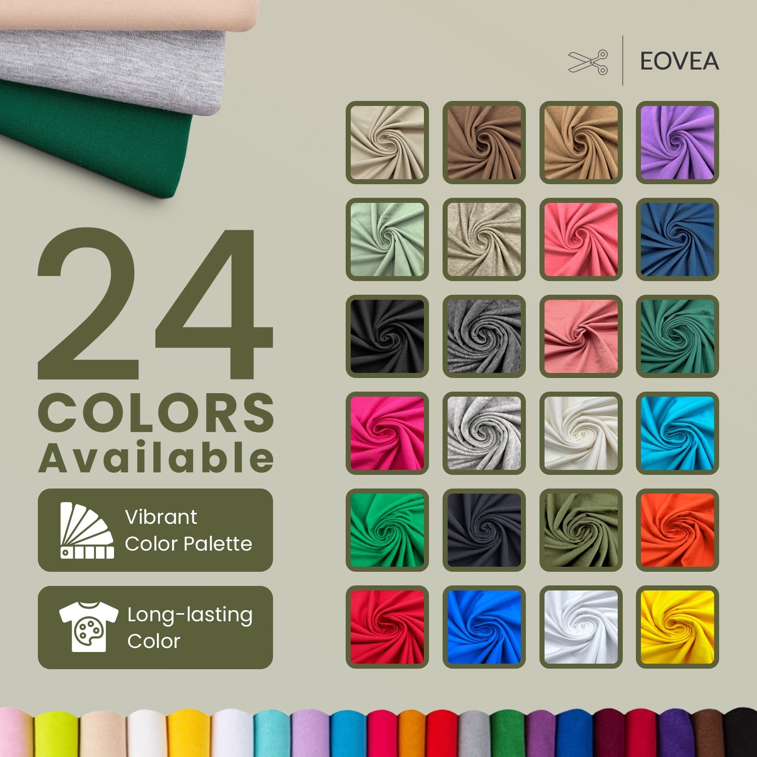 Cotton Spandex Fabric | Spandex & Cotton T-Shirt Fabric 10 oz | Olive Green - EOVEA