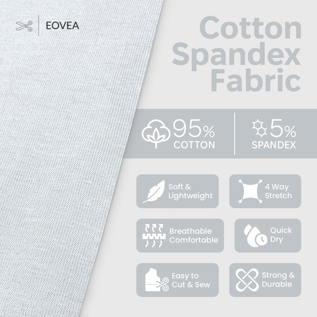 Cotton Spandex Jersey | Spandex & Cotton T-Shirt Fabric 10 oz | White - EOVEA