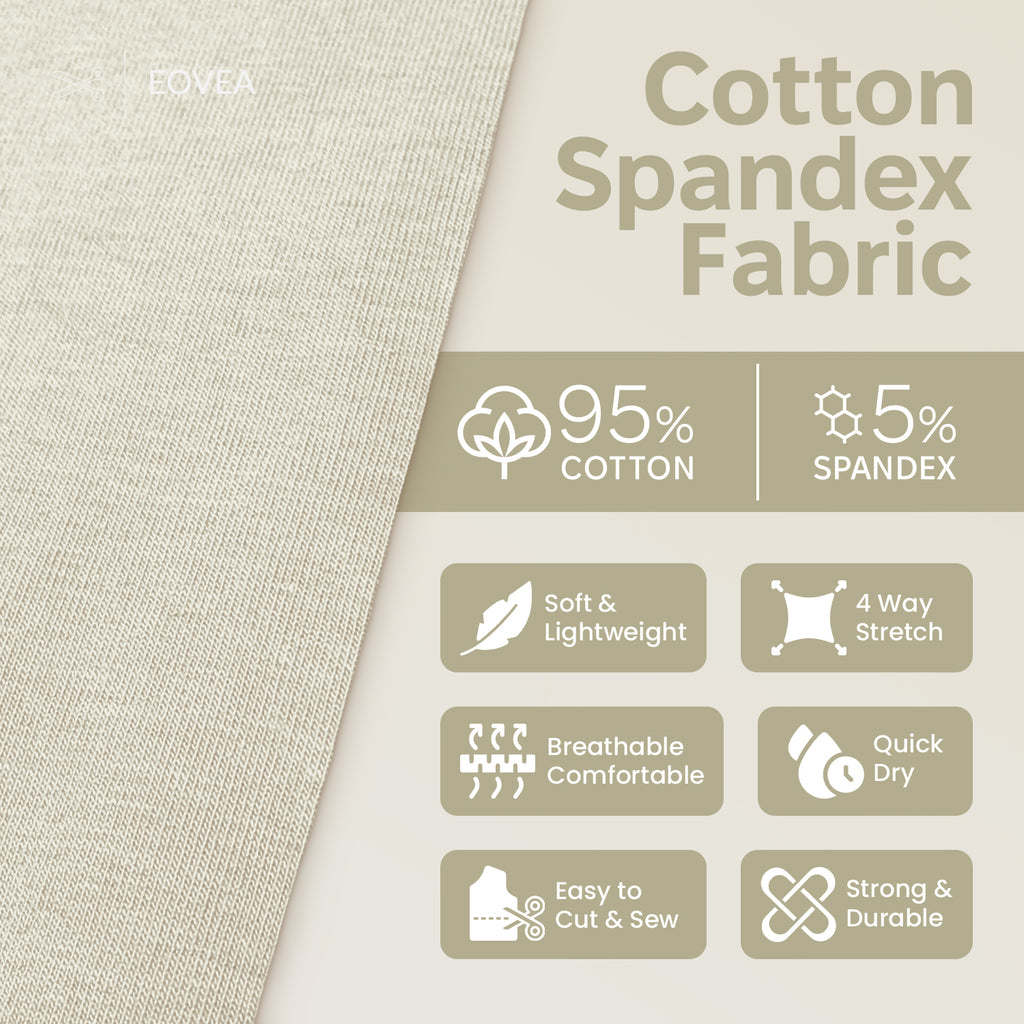Cotton Spandex Fabric | Spandex & Cotton T-Shirt Fabric 10 oz | Ivory