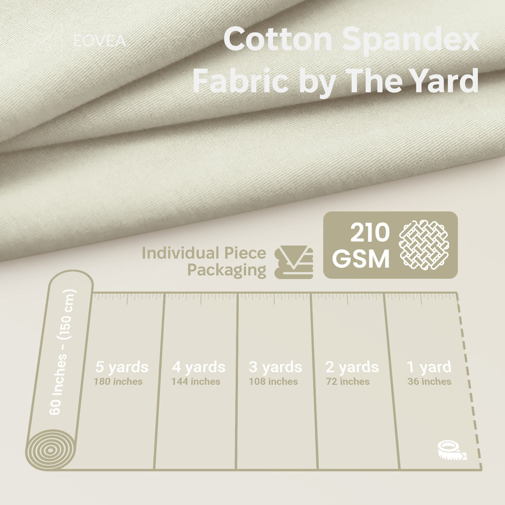 Cotton Spandex Fabric | Spandex & Cotton T-Shirt Fabric 10 oz | Ivory