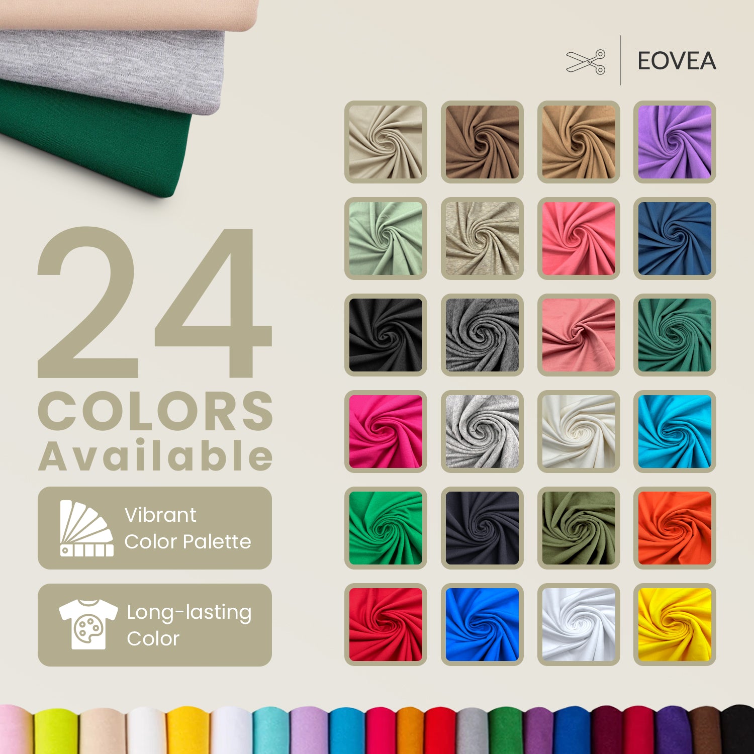 Cotton Spandex Fabric | Spandex & Cotton T-Shirt Fabric 10 oz | Ivory