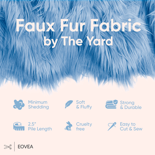 Faux Fur Fabric | Fake Fur Fabric | Baby Blue - EOVEA