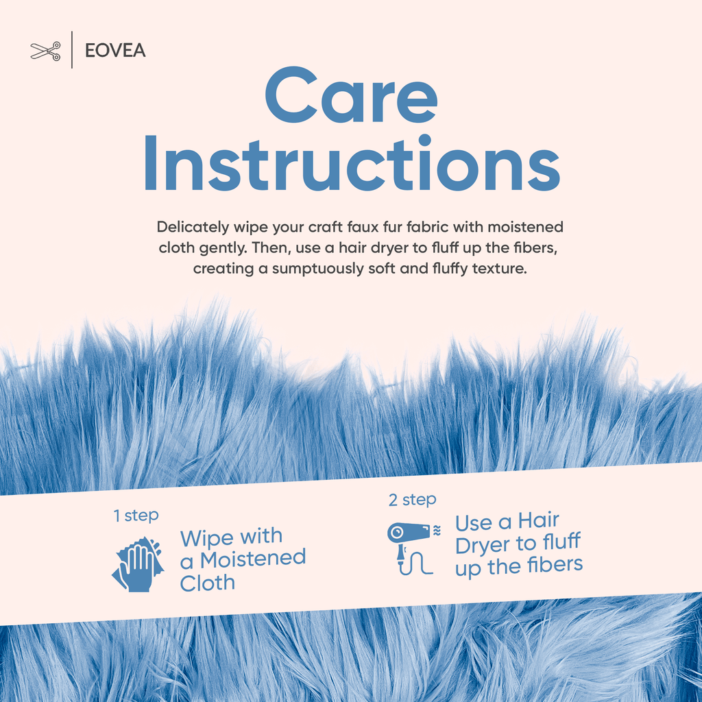 Faux Fur Fabric | Fake Fur Fabric | Baby Blue - EOVEA