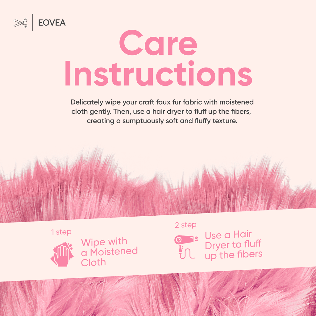 Faux Fur Fabric | Fake Fur Fabric | Baby Pink - EOVEA