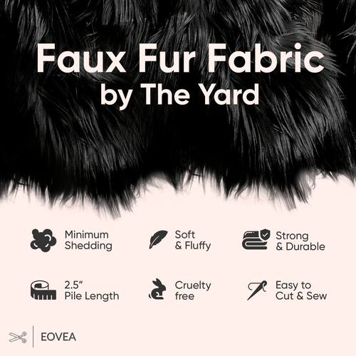 Faux Fur Fabric | Fake Fur Fabric | Black - EOVEA