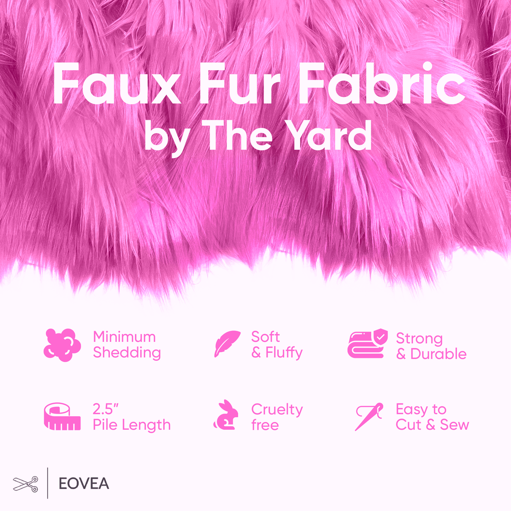 Faux Fur Fabric | Fake Fur Fabric | Bubble Gum - EOVEA