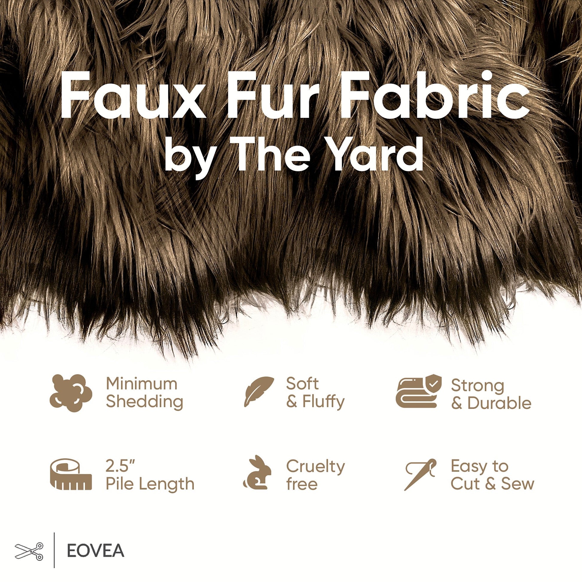 Faux Fur Fabric | Fake Fur Fabric | Chocolate - EOVEA
