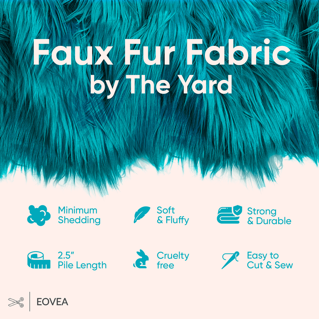 Faux Fur Fabric | Fake Fur Fabric | Dark Turquoise - EOVEA