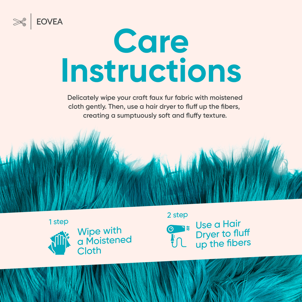 Faux Fur Fabric | Fake Fur Fabric | Dark Turquoise - EOVEA