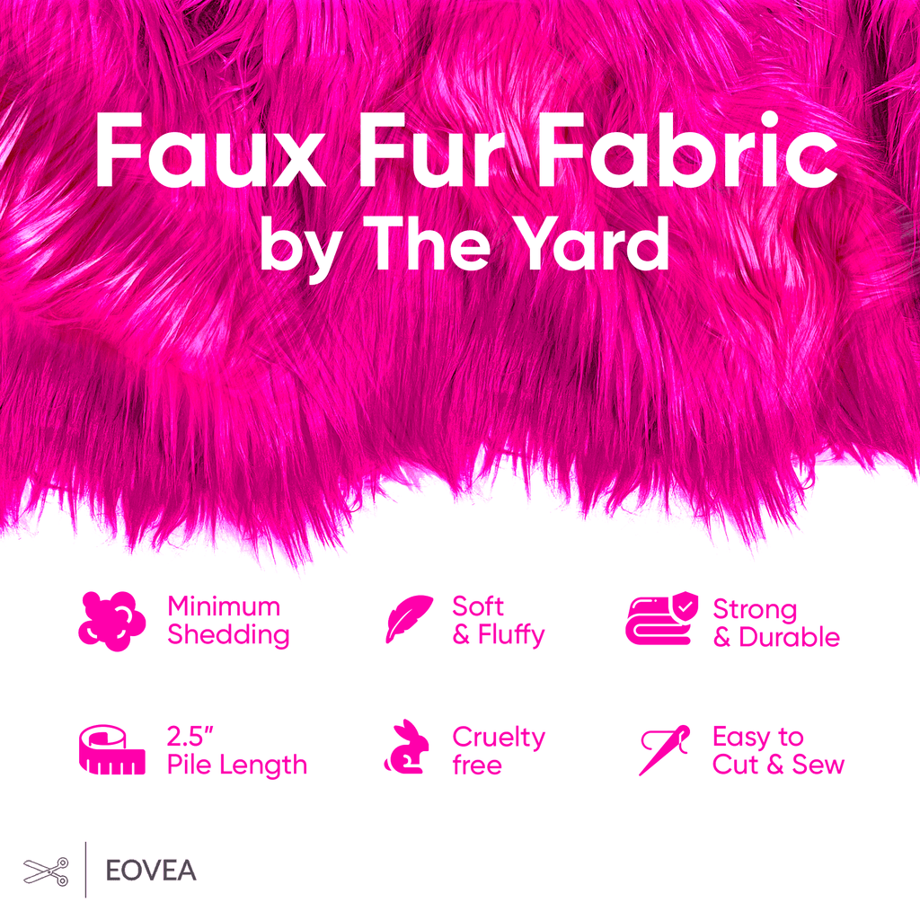 Faux Fur Fabric | Fake Fur Fabric | Fuchsia - EOVEA