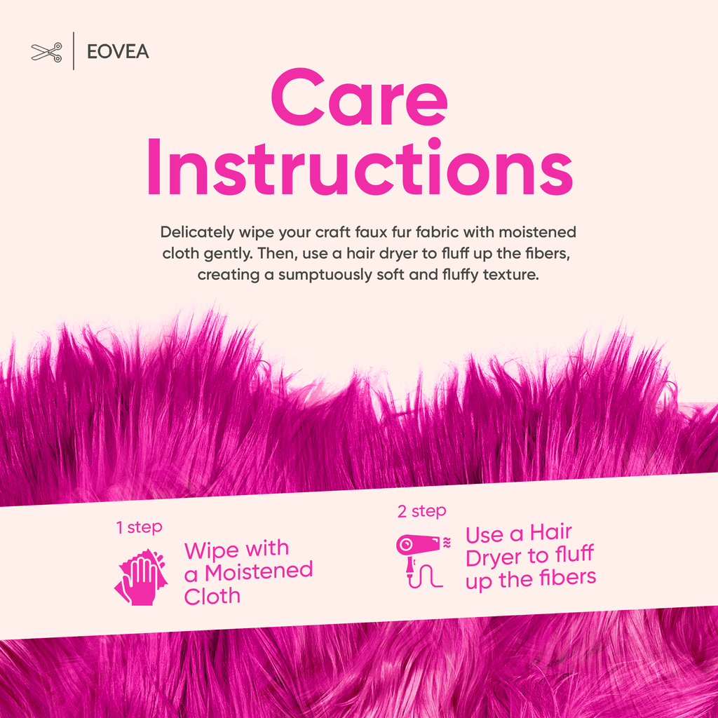 Faux Fur Fabric | Fake Fur Fabric | Fuchsia - EOVEA