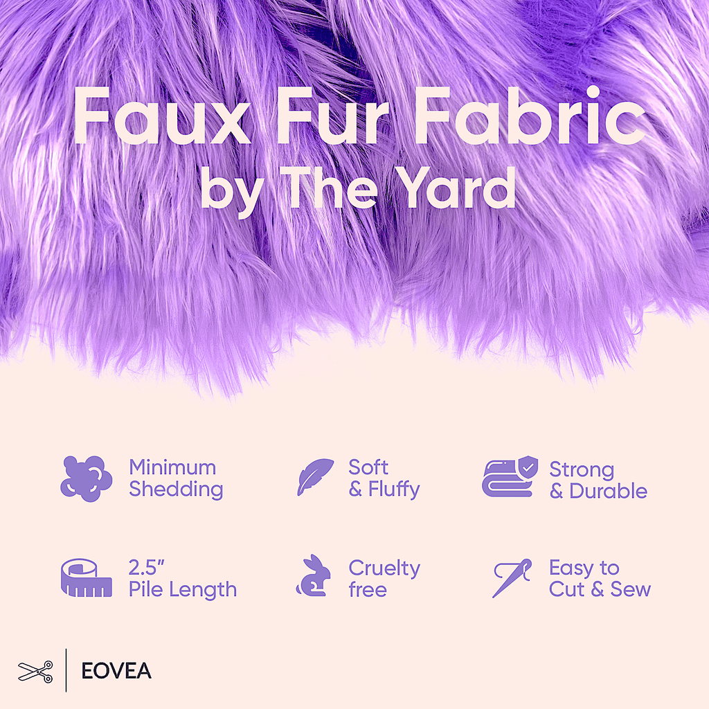 Faux Fur Fabric | Fake Fur Fabric | Lavender - EOVEA