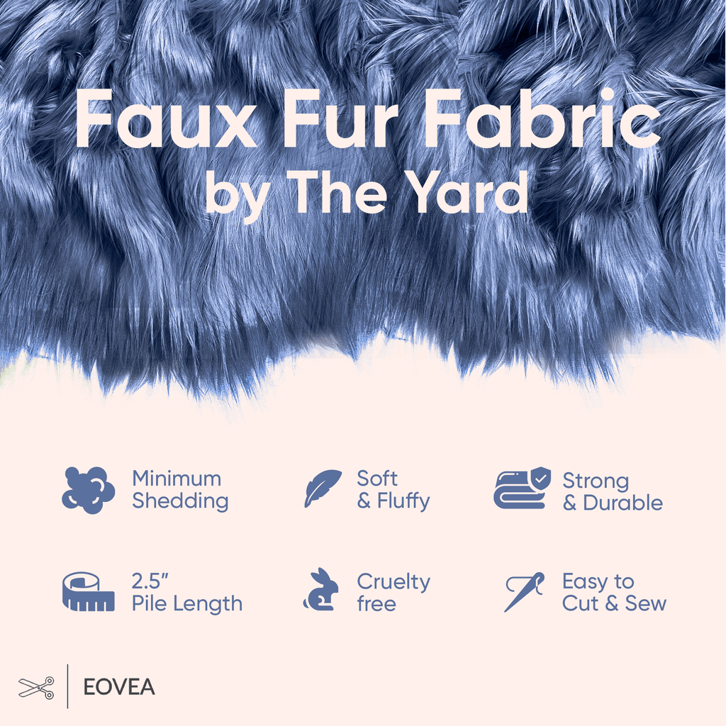 Faux Fur Fabric | Fake Fur Fabric | Navy Blue - EOVEA