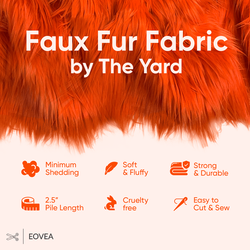 Faux Fur Fabric | Fake Fur Fabric | Orange - EOVEA