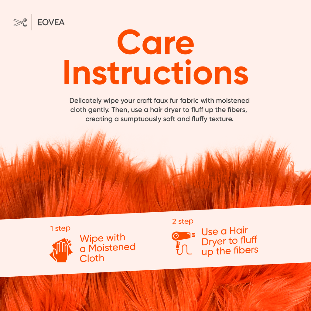 Faux Fur Fabric | Fake Fur Fabric | Orange - EOVEA