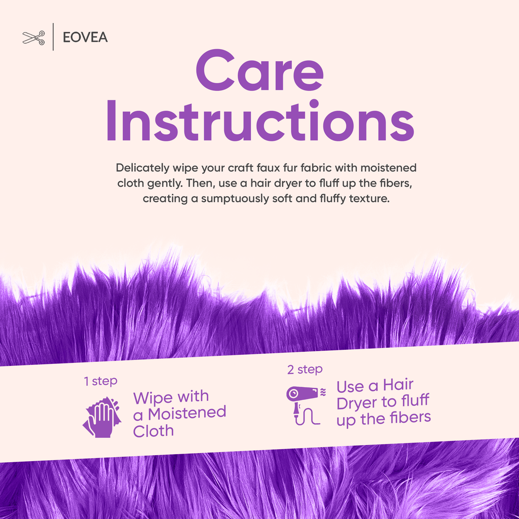 Faux Fur Fabric | Fake Fur Fabric | Purple - EOVEA