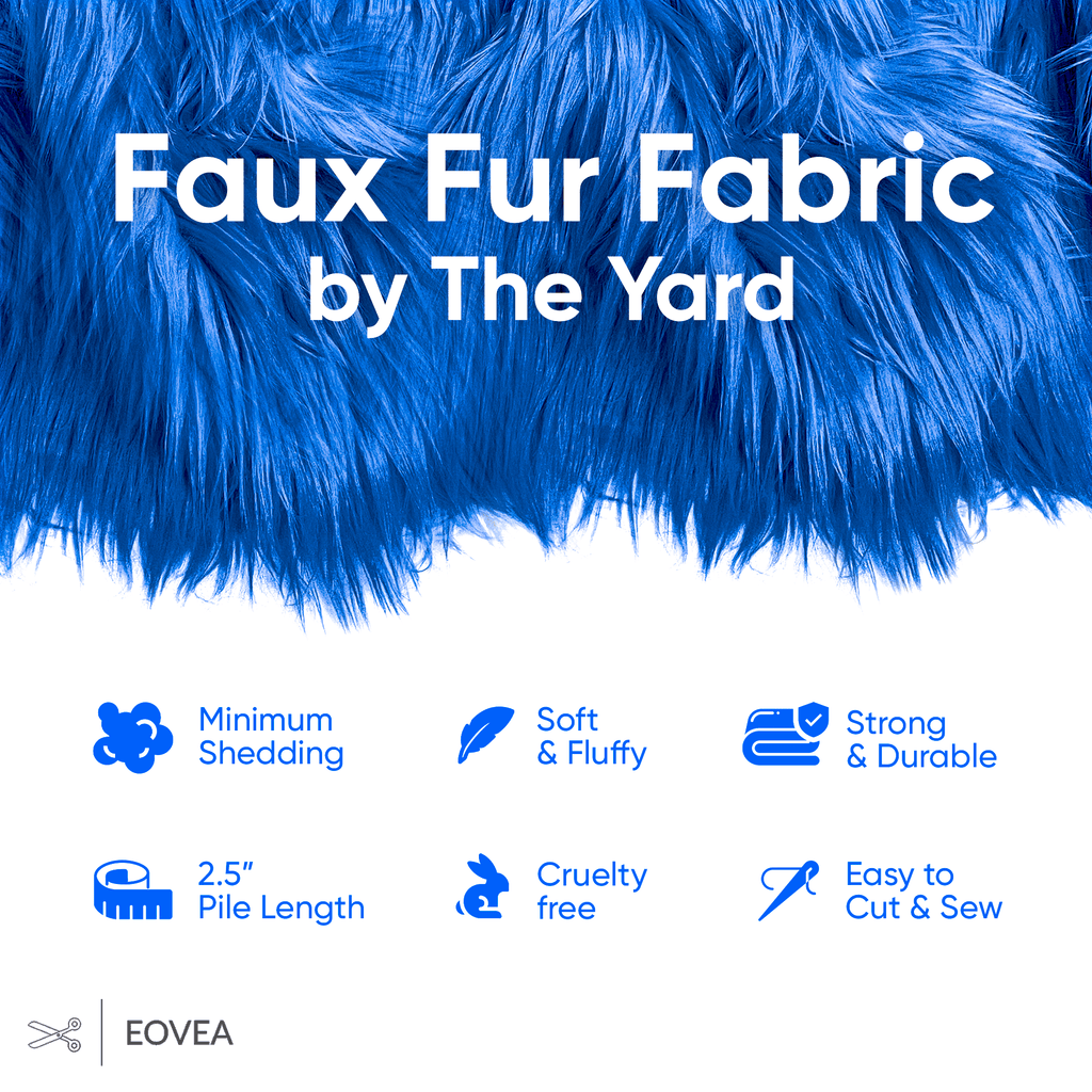 Faux Fur Fabric | Fake Fur Fabric | Royal Blue - EOVEA