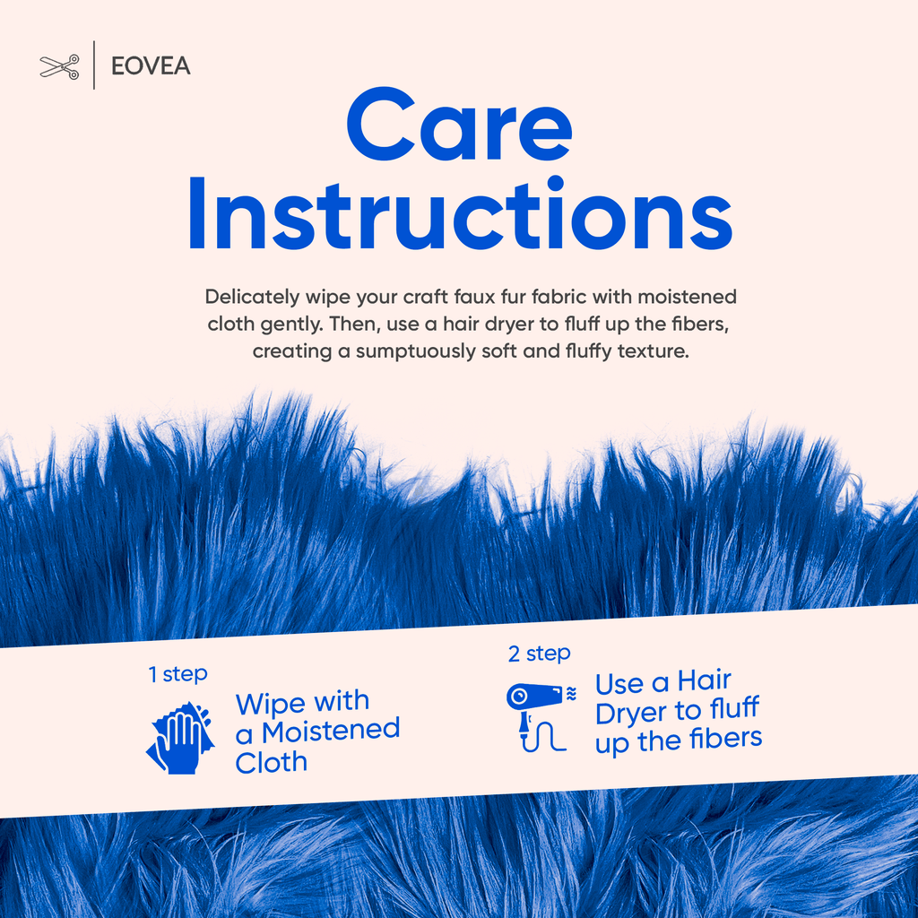 Faux Fur Fabric | Fake Fur Fabric | Royal Blue - EOVEA