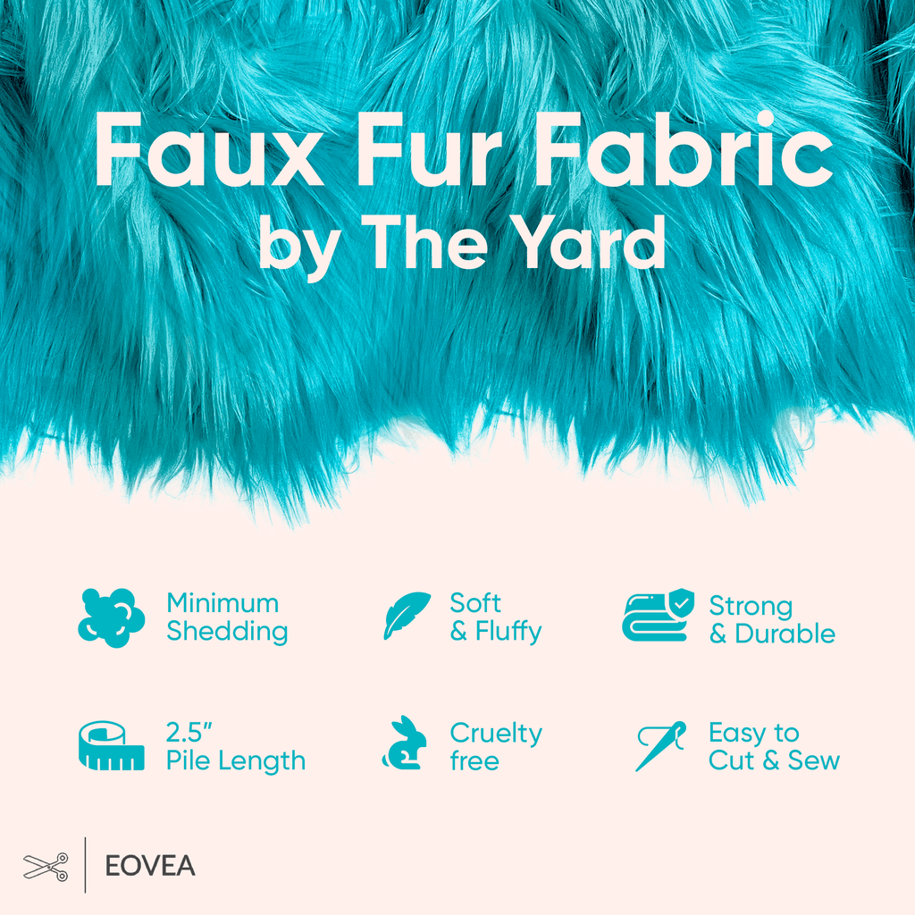 Faux Fur Fabric | Fake Fur Fabric | Turquoise - EOVEA