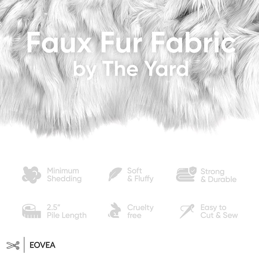 Faux Fur Fabric | Fake Fur Fabric | White - EOVEA