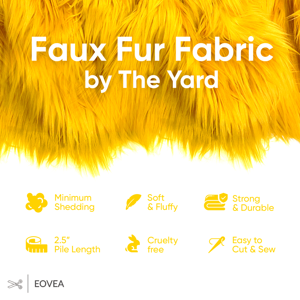 Faux Fur Fabric | Fake Fur Fabric | Yellow - EOVEA