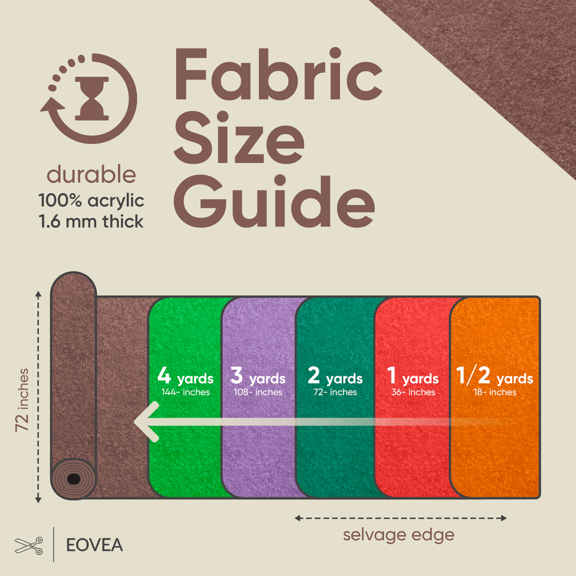 Felt Fabric |  1.6mm Thick Felt By The Yard | Brown - EOVEA