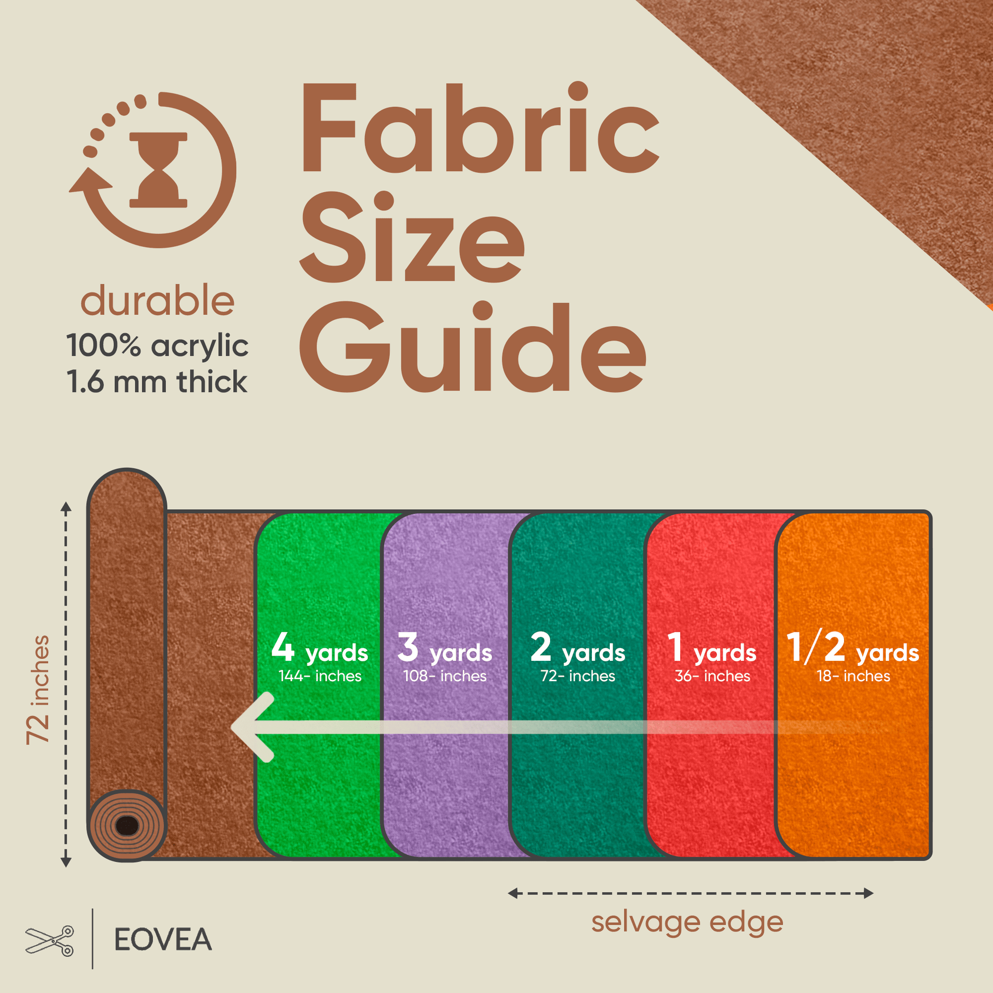 Felt Fabric |  1.6mm Thick Felt By The Yard | Camel - EOVEA