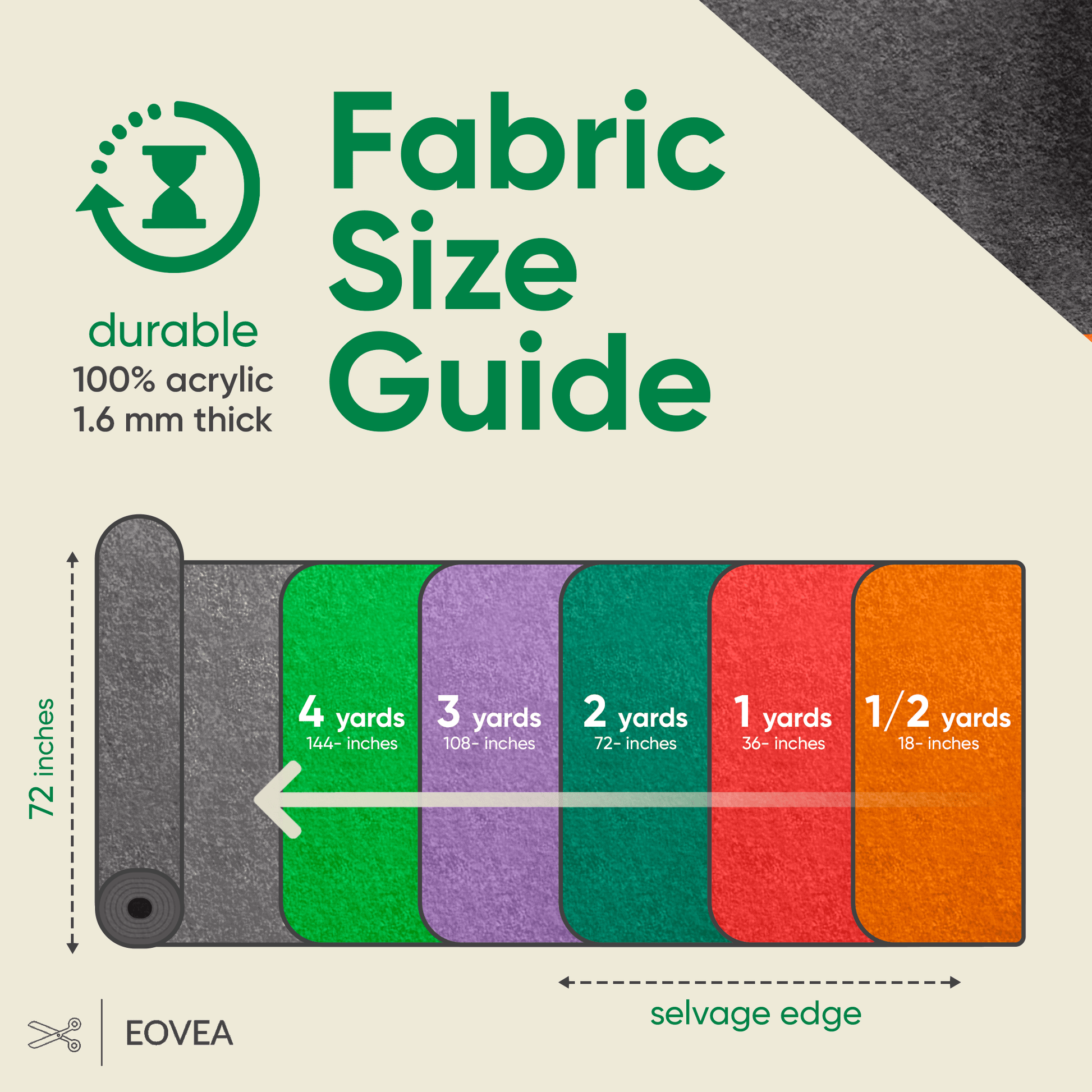 Felt Fabric |  1.6mm Thick Felt By The Yard | Dark Grey - EOVEA