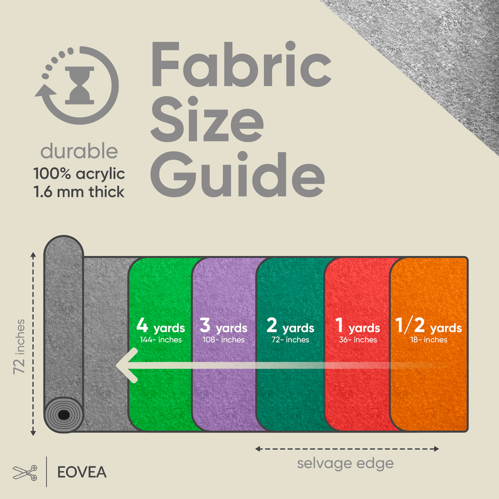 Felt Fabric |  1.6mm Thick Felt By The Yard | Heather Grey - EOVEA
