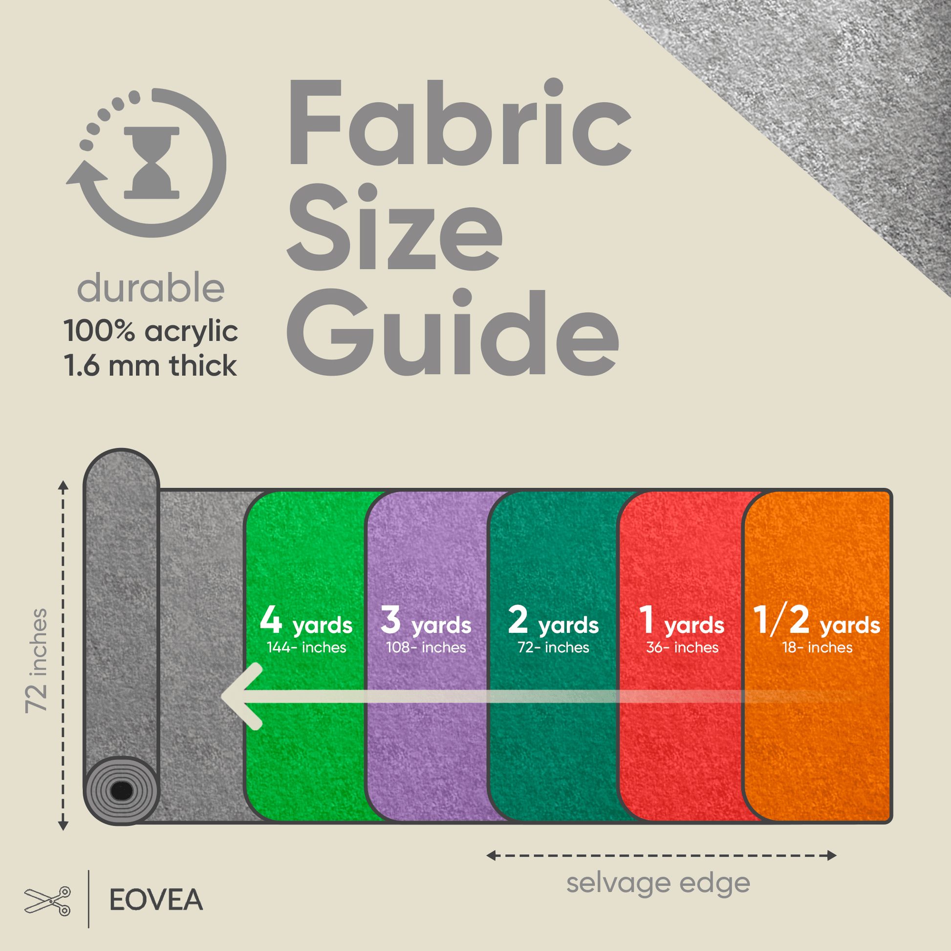 Felt Fabric |  1.6mm Thick Felt By The Yard | Heather Grey - EOVEA