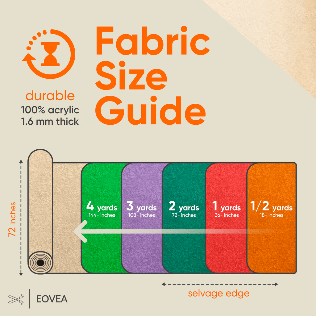 Felt Fabric |  1.6mm Thick Felt By The Yard | Ivory - EOVEA
