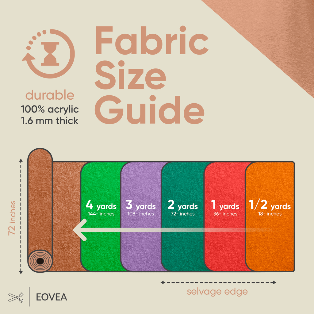 Felt Fabric |  1.6mm Thick Felt By The Yard| Light Flesh - EOVEA