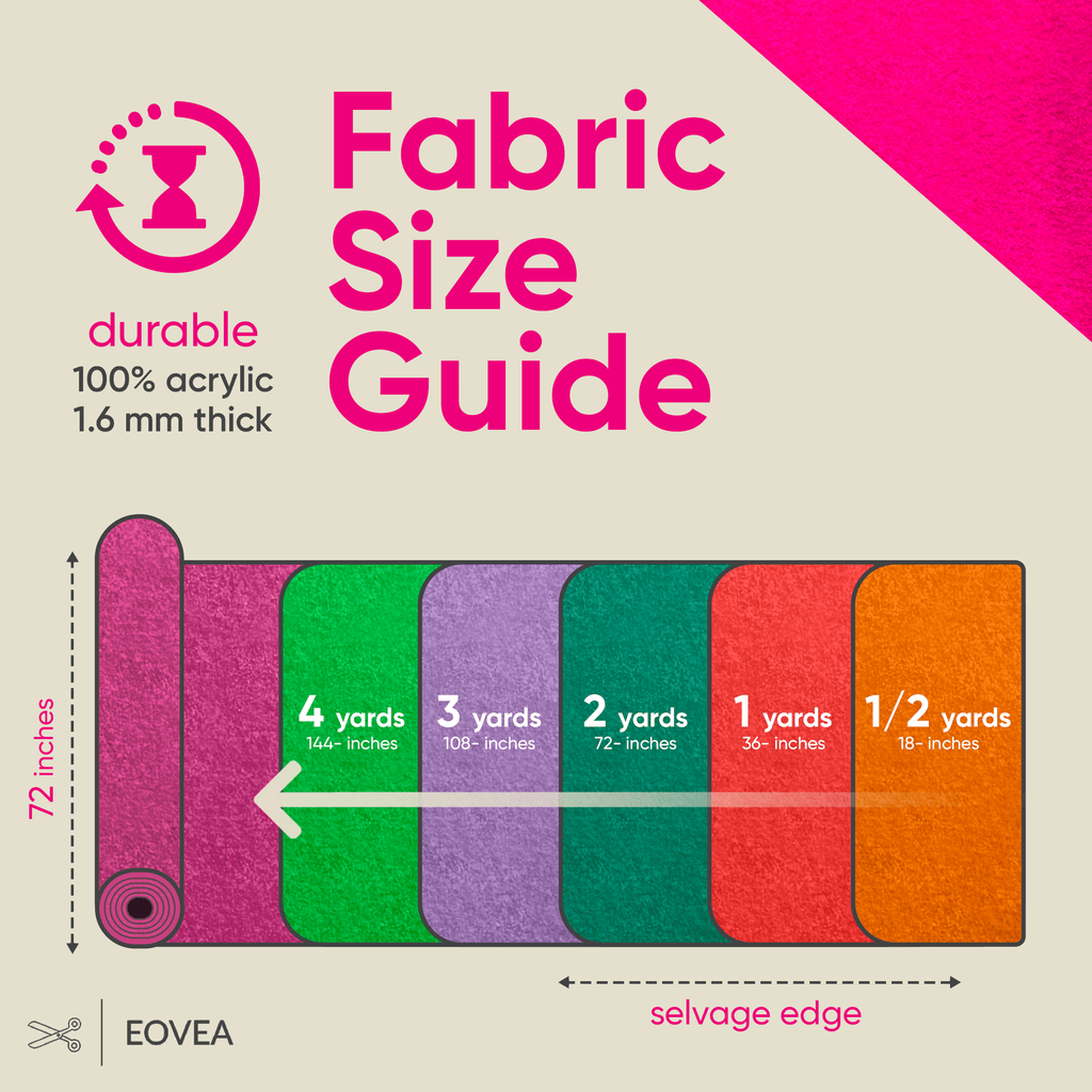 Felt Fabric |  1.6mm Thick Felt By The Yard | Neon Pink - EOVEA