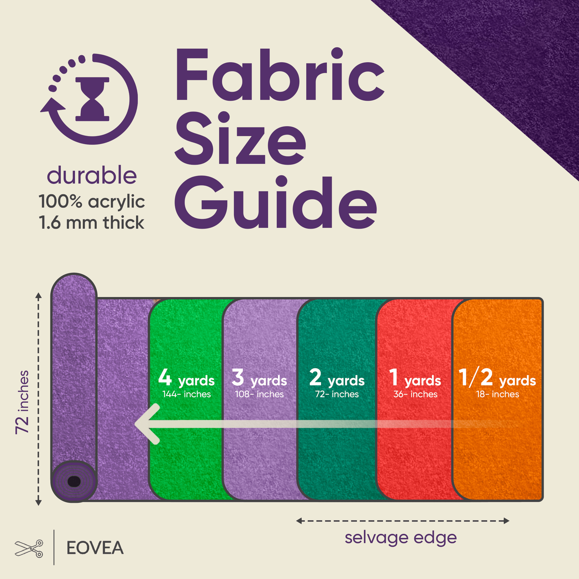 Felt Fabric |  1.6mm Thick Felt By The Yard | Purple - EOVEA