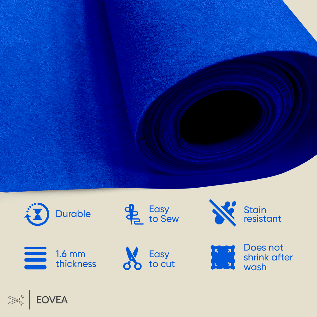 Felt Fabric |  1.6mm Thick Felt By The Yard | Royal Blue - EOVEA