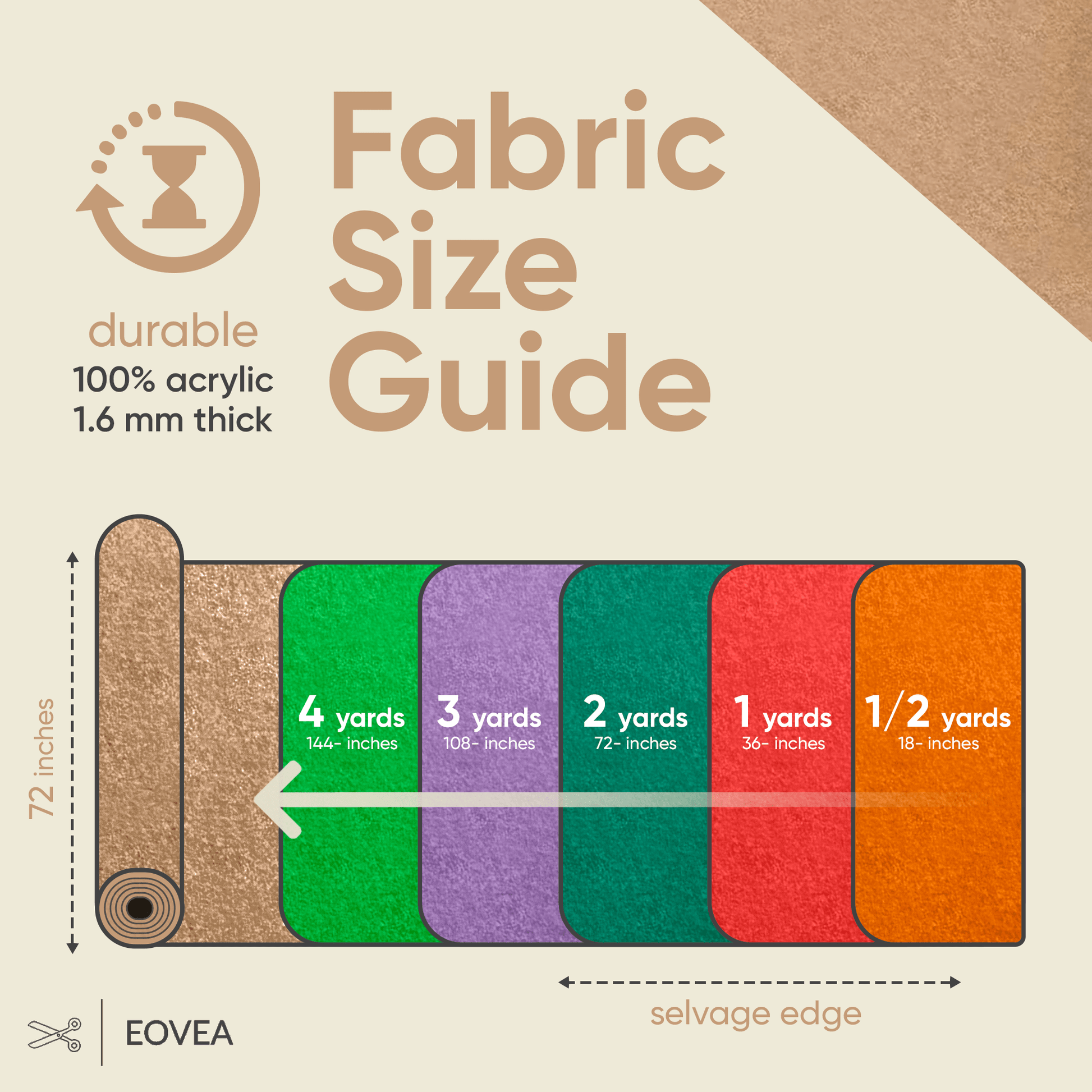 Felt Fabric |  1.6mm Thick Felt By The Yard | Taupe - EOVEA
