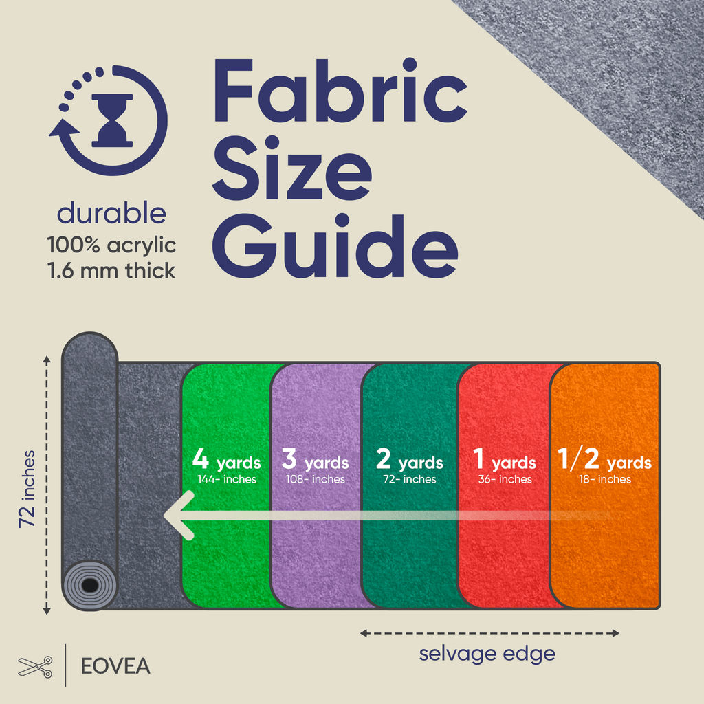 Felt Fabric | 3.2 mm Thick Acrylic Felt By The Yard | Charcoal Grey - EOVEA