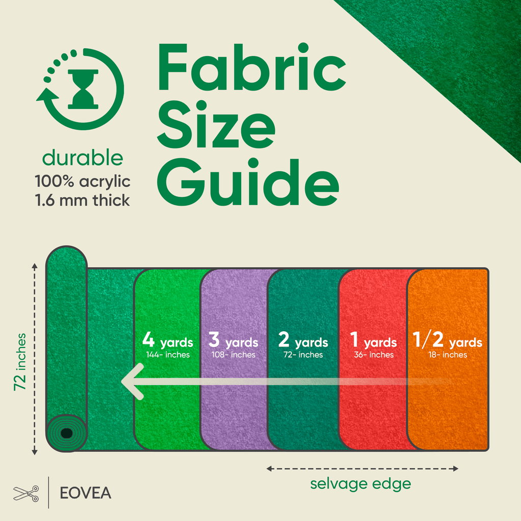 Felt Fabric | 3.2 mm Thick Acrylic Felt By The Yard | Hunter Green - EOVEA